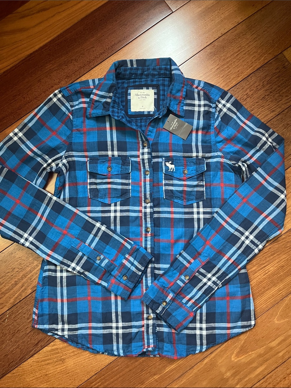 NWT Y2K Abercrombie Moose Logo Flannel Shirt